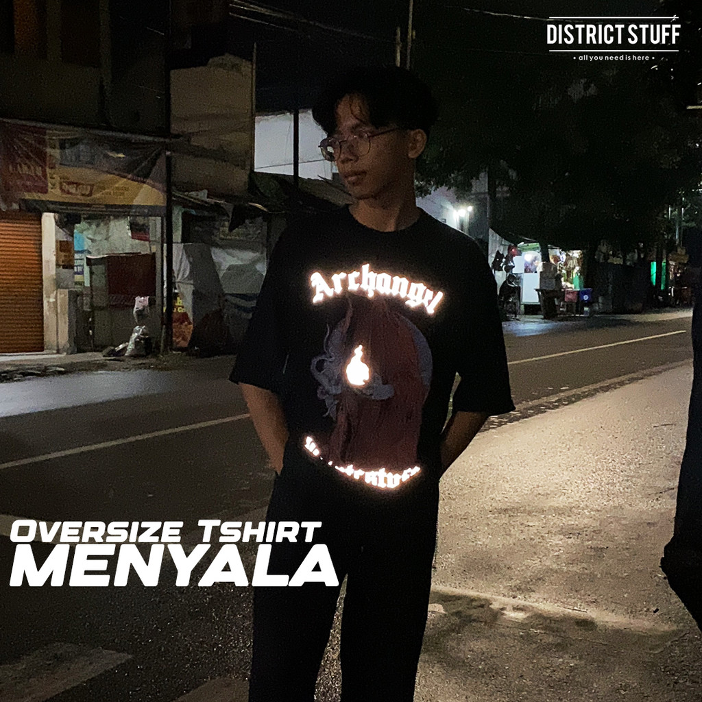 Kaos Oversize Reflektif Archangel Tshirt Oversized Menyala Dalam Gelap Pria Wanita Premium