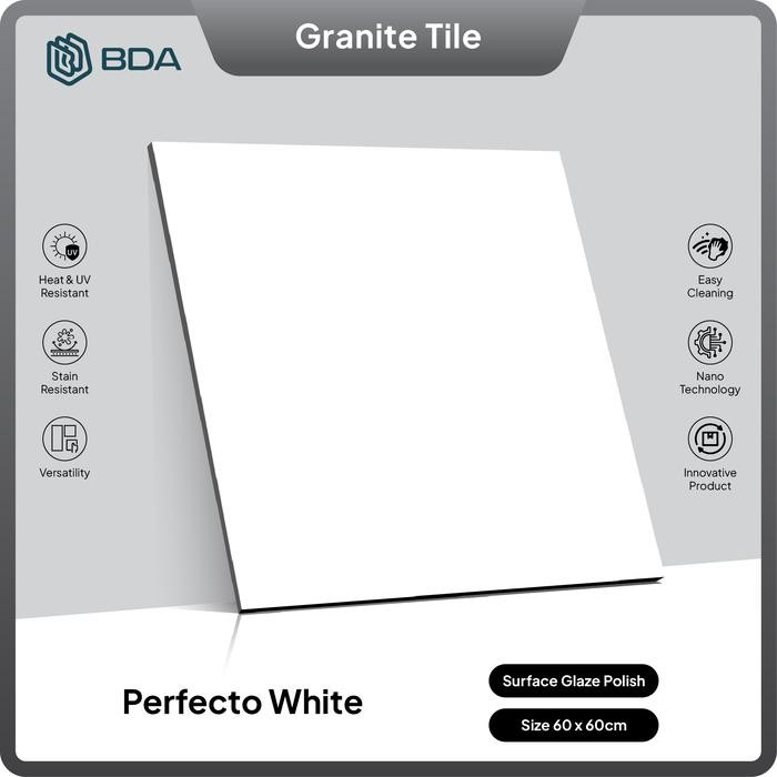 BDA Granite Tile 60x60 Keramik Granit Lantai Dinding Kamar Mandi Mewah Dasar Putih Perfecto White
