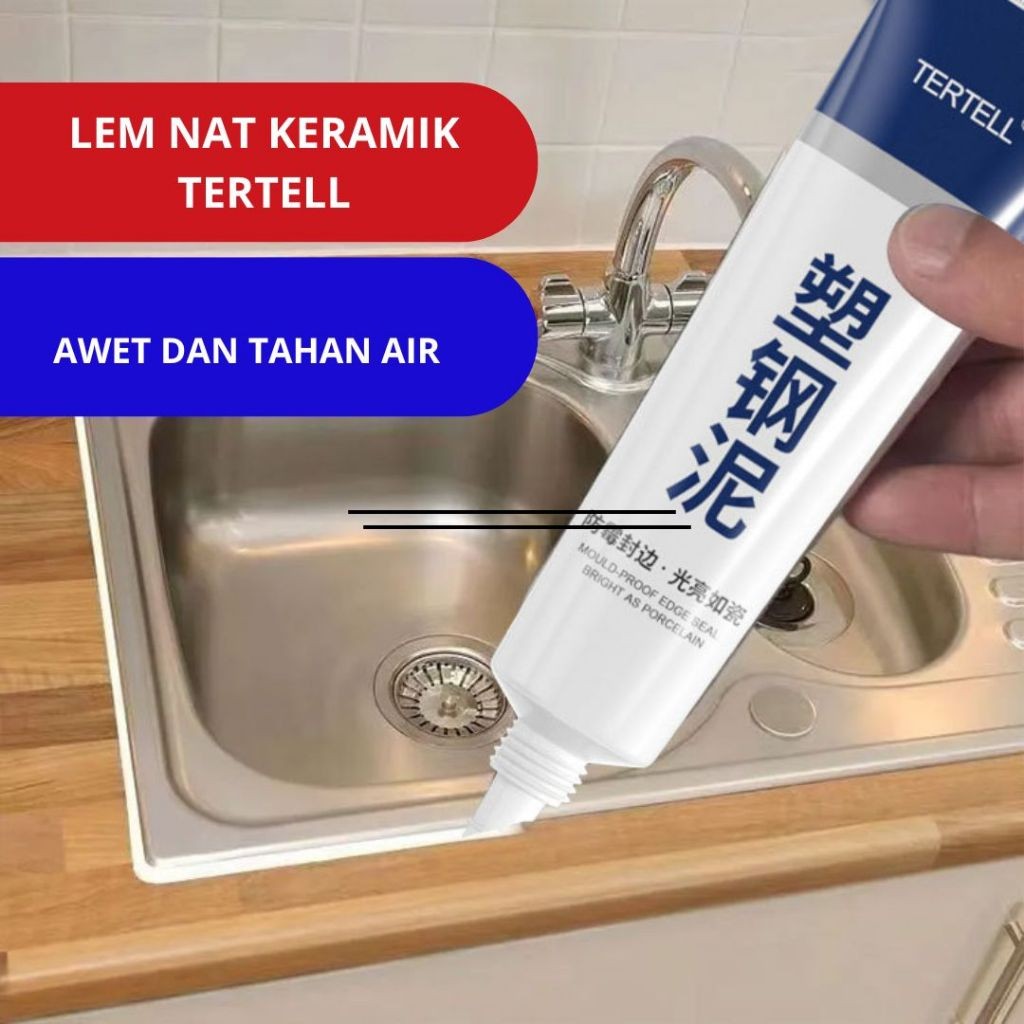 TERTELL Lem Nat Keramik Kamar Mandi Waterproof 150 Ml / Lem Dempul Keramik / Lem Pendempul Keramik /