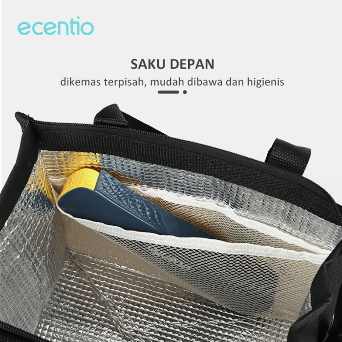 ecentio tas tote tas makan siang portabel alumunium foil tahan air
