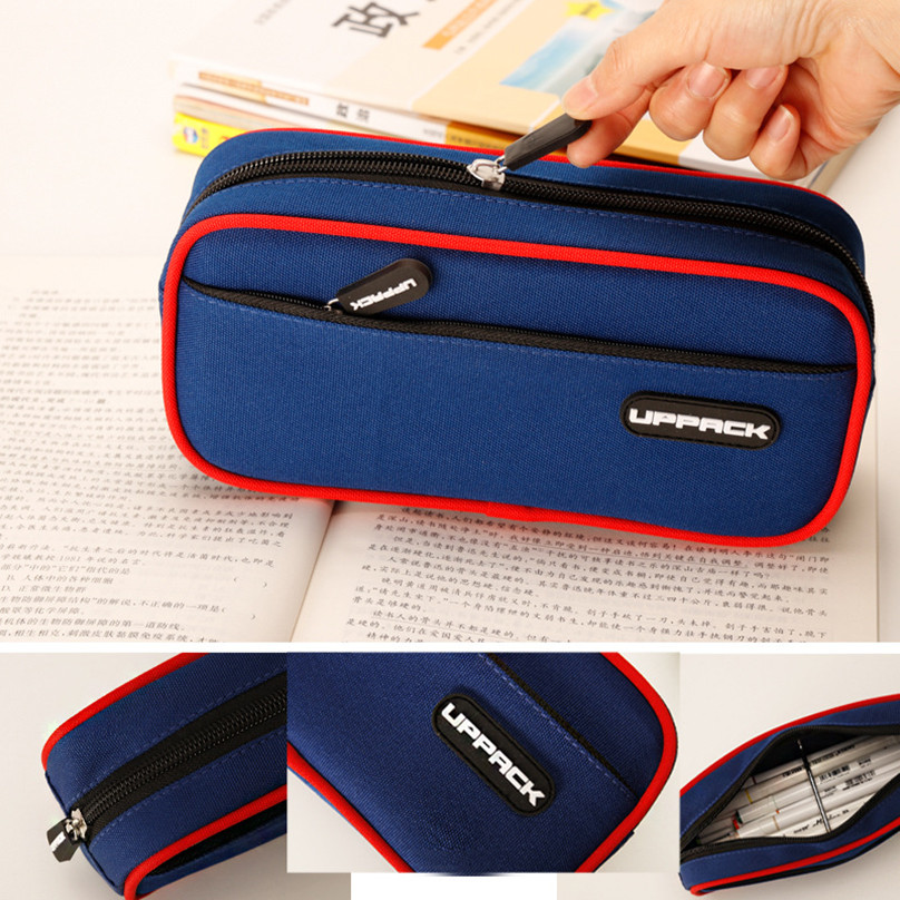 

Pencil Case Big School Pencil Cases For Office Korean Double Layer Stationery Solid Color Pen Case Trousse Scolaire Pencil Bags