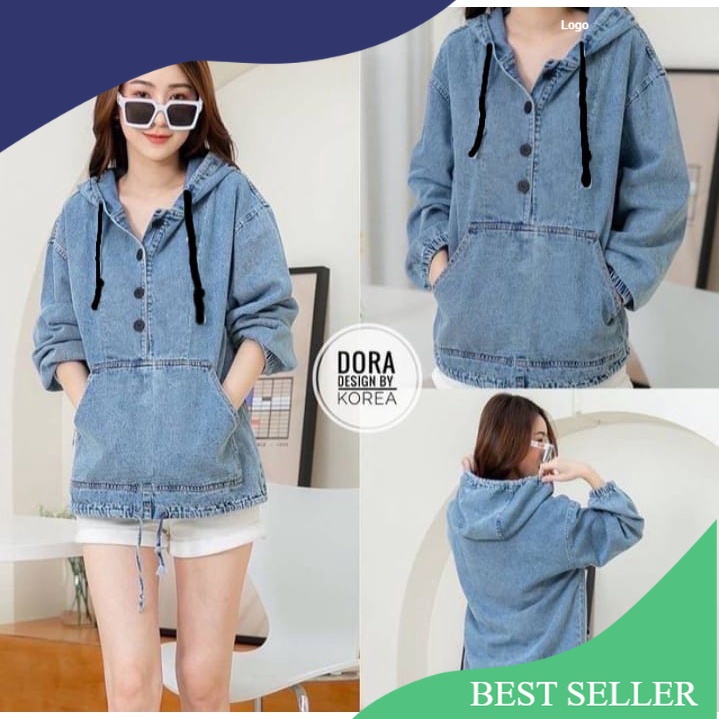 DORA HOODIE JEANS LOOSE PULLOVER | OUTER JAKET JEANS REMAJA DEWASA TERBARU | OUTFIT REMAJA OOTD KEKI