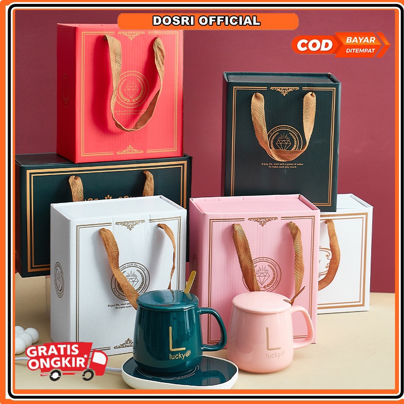 Mug Cangkir Elektrik Set Keramik Pemanas 55 Derajat Penghangat Kopi