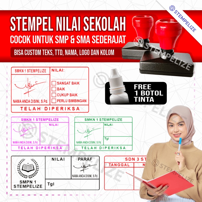 

Stempel Asesmen Guru Custom Free 1 Botol Tinta - Allmax Production