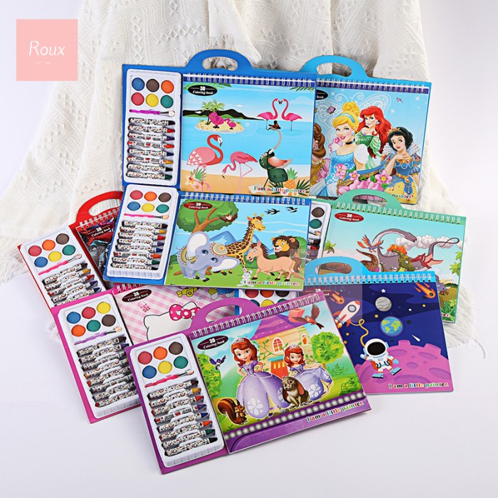 

[Best Seller] Crayon Buku Gambar Set Anak Alat Lukis Alat Mewarnai Art Set Cat Air - RANDOM