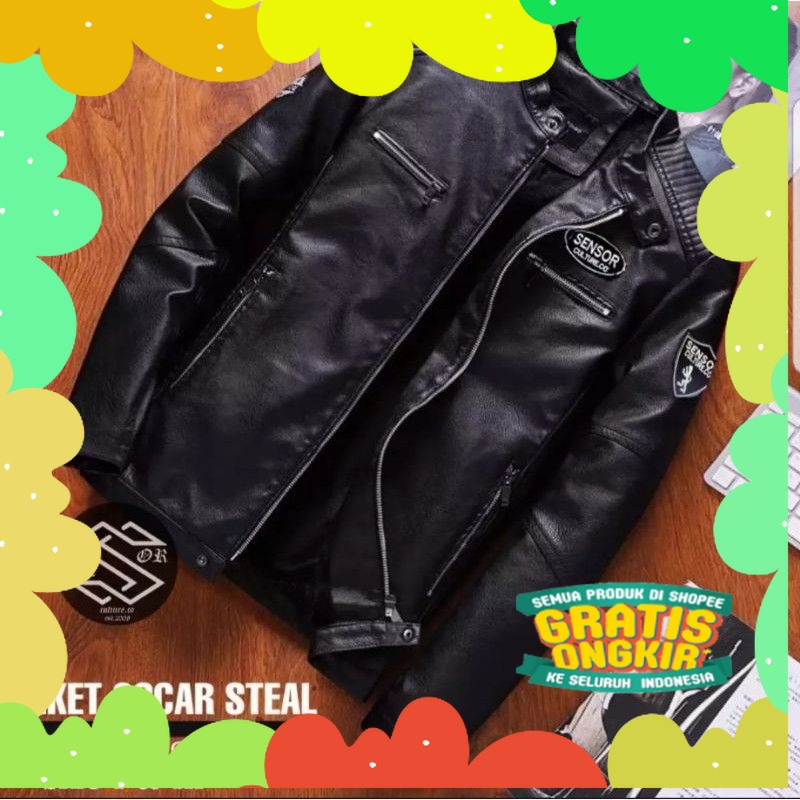 [BSD] Jaket pria Oscar steal sensor jumbo XXL- XXXL / Jaket semi kulit pria premium/ Jaket kulit pri