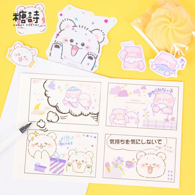 

1A. 40 pcs - stiker paketan dekorasi DIY planner journal - korea lucu