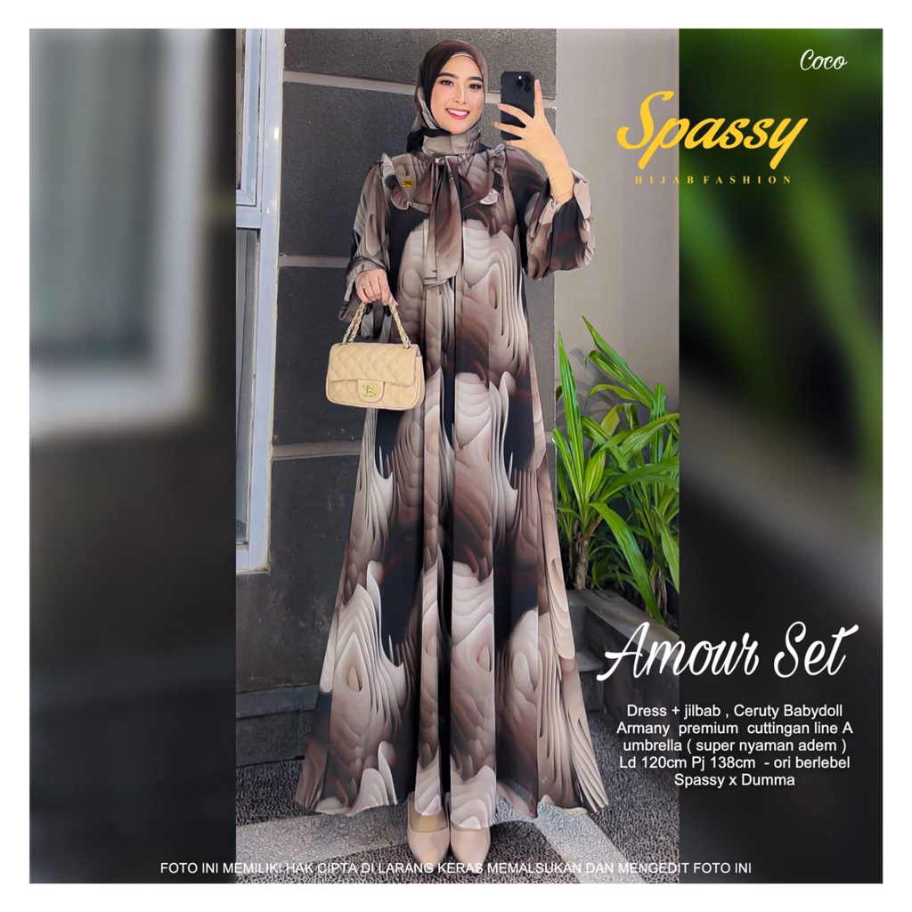 Dress jumbo Amour/ gamis jumbo murah premium/ baju muslim wanita murah size besar/ dress pesta kekin