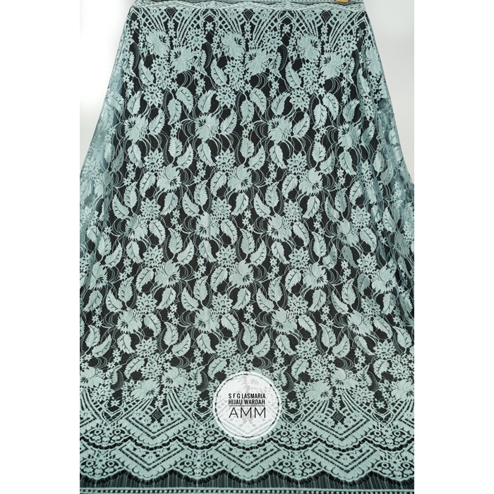 Kain Kebaya Semi France Glossy Lace Lasmaria - Hijau Wardah