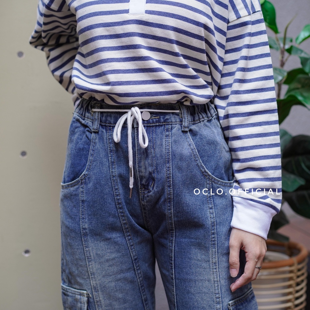 Oclo Triska Cargo Jeans 9581 bawahan jeans premium tebal