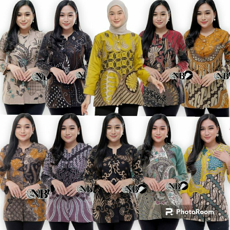 MOTIF BATIK BATU TERMURAH TERPOPULER /Blus Batik Atasan Batik Wanita Modern Sakura Merah Putri Malu 