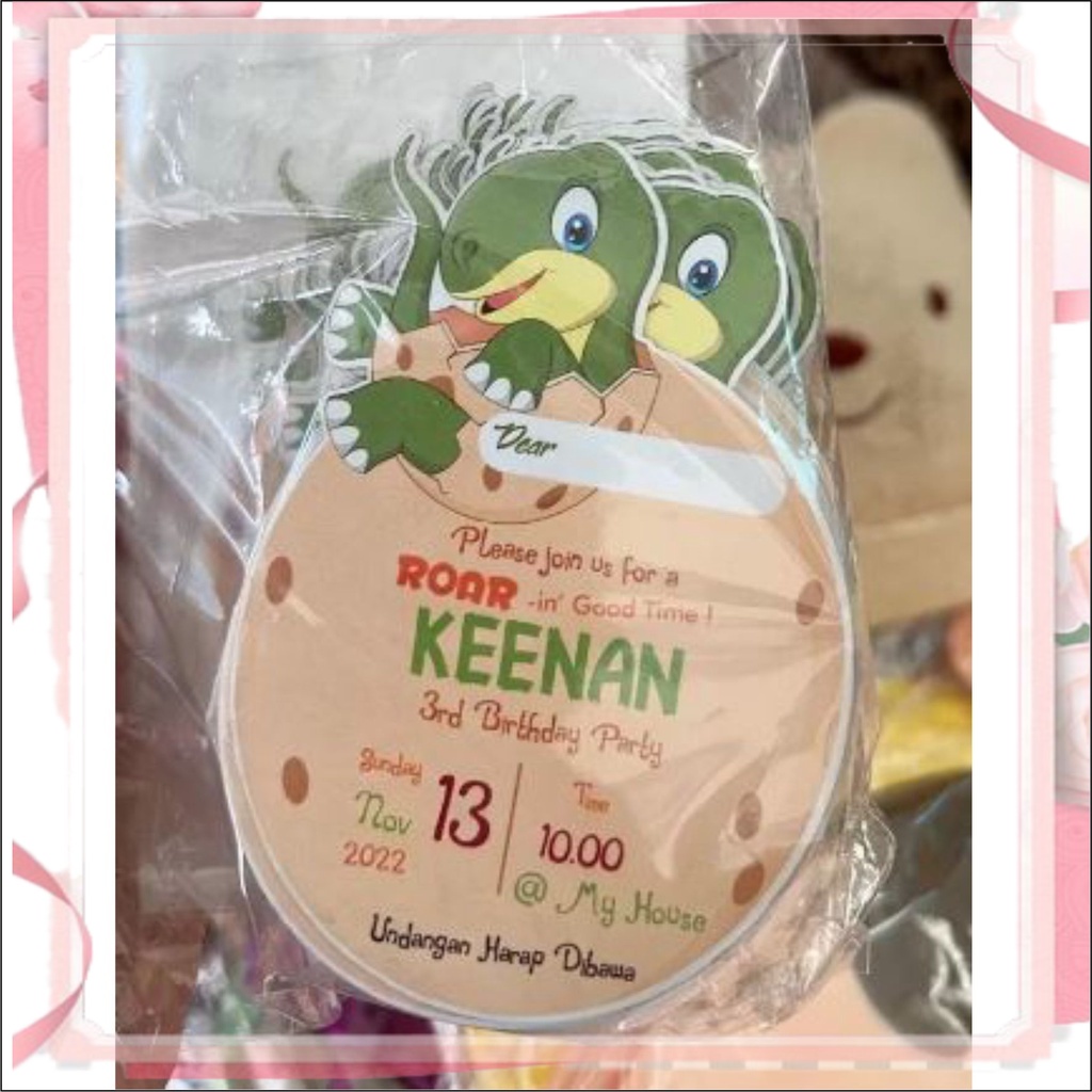 Custom undangan ultah lucu ulang tahun Custom Undangan Ultah anak Lucu cutting Dinosaurus Unik Murah