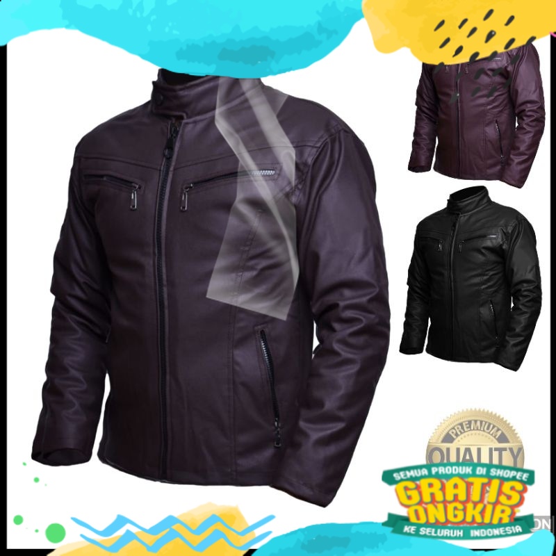 JAKET KULIT POLOS PRIA BIKERS BKR006 | JAKET TOURING | JAKET SEMI KULIT DISTRO BANKERS BANDUNG Jaket