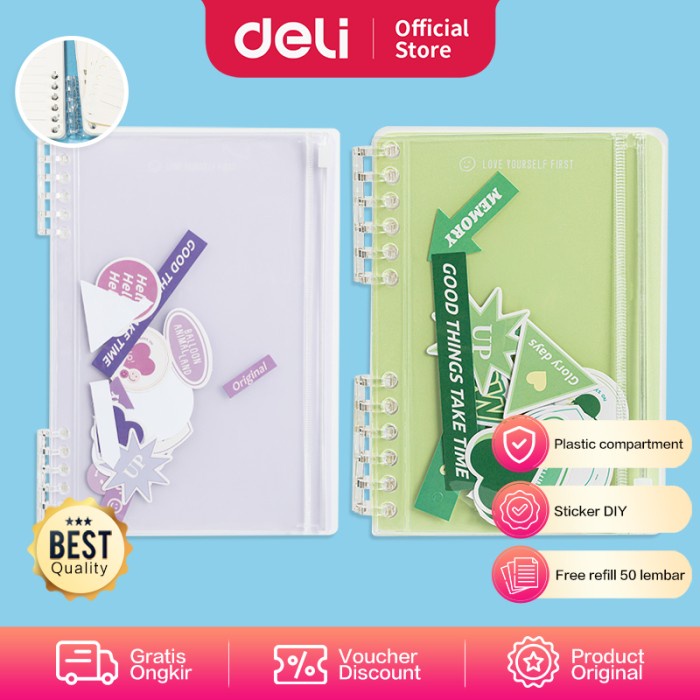 

Deli Loose-Leaf Notebook / Binder Jilid Spiral Free Refill A5 A6 2451X - A6