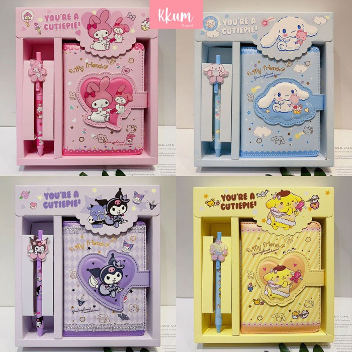 

2 in 1 Gift set notebook sanrio magnet/ Buku tulis cute kuromi cinnamo - KT