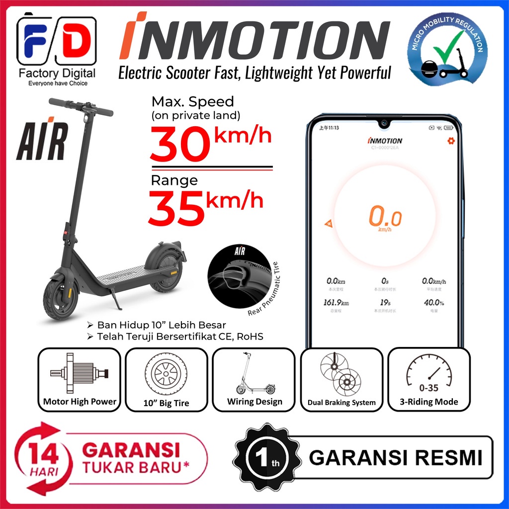 promo bulan ini Inmotion AIR C1 10 inch Electric Scooter Skuter Listrik Skuter Elektrik