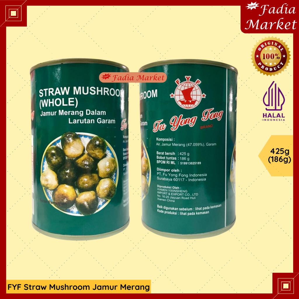 FYF Jamur Merang Straw Mushroom Whole Jaoku Narcissus 425g