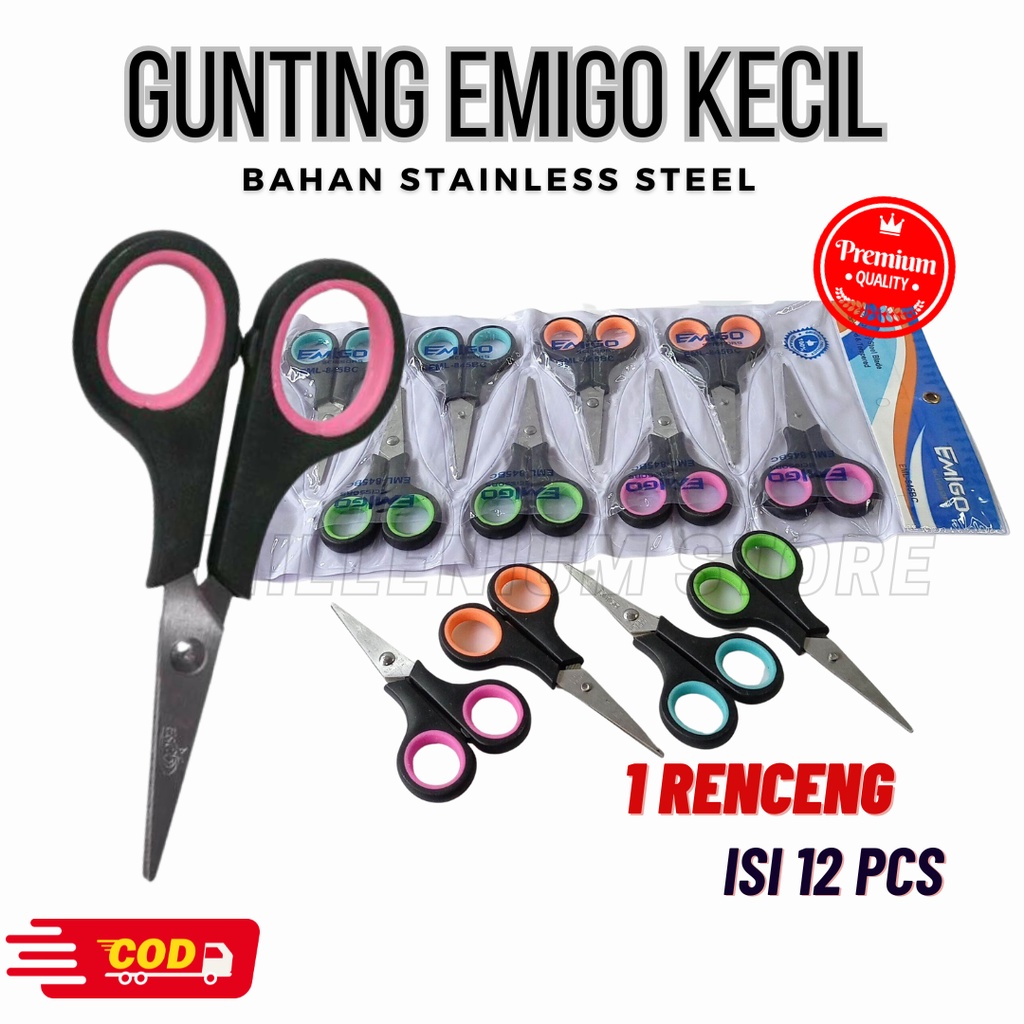 

1 Renceng Isi 12 Pcs ! Gunting Kertas Kecil Murah Merek Emigo / Gunting Stainless Steel Tajam Anti Karat / Gunting Serbaguna / Bisa Bayar Di Tempat / Toko1_Gemilang