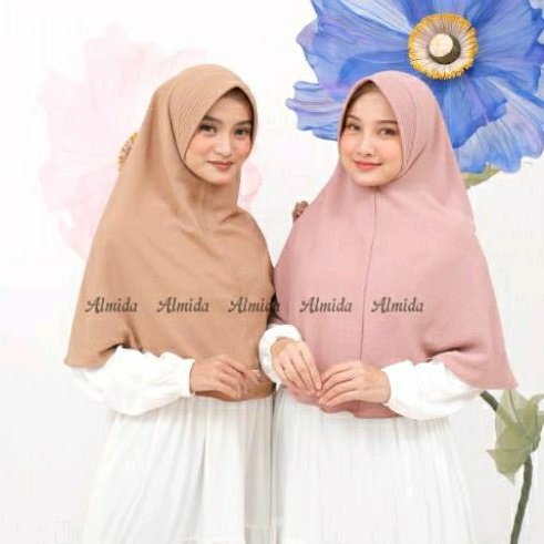 Hijab Instan Jilbab Jumbo Syari size L Bergo Ped Polos Crinkle