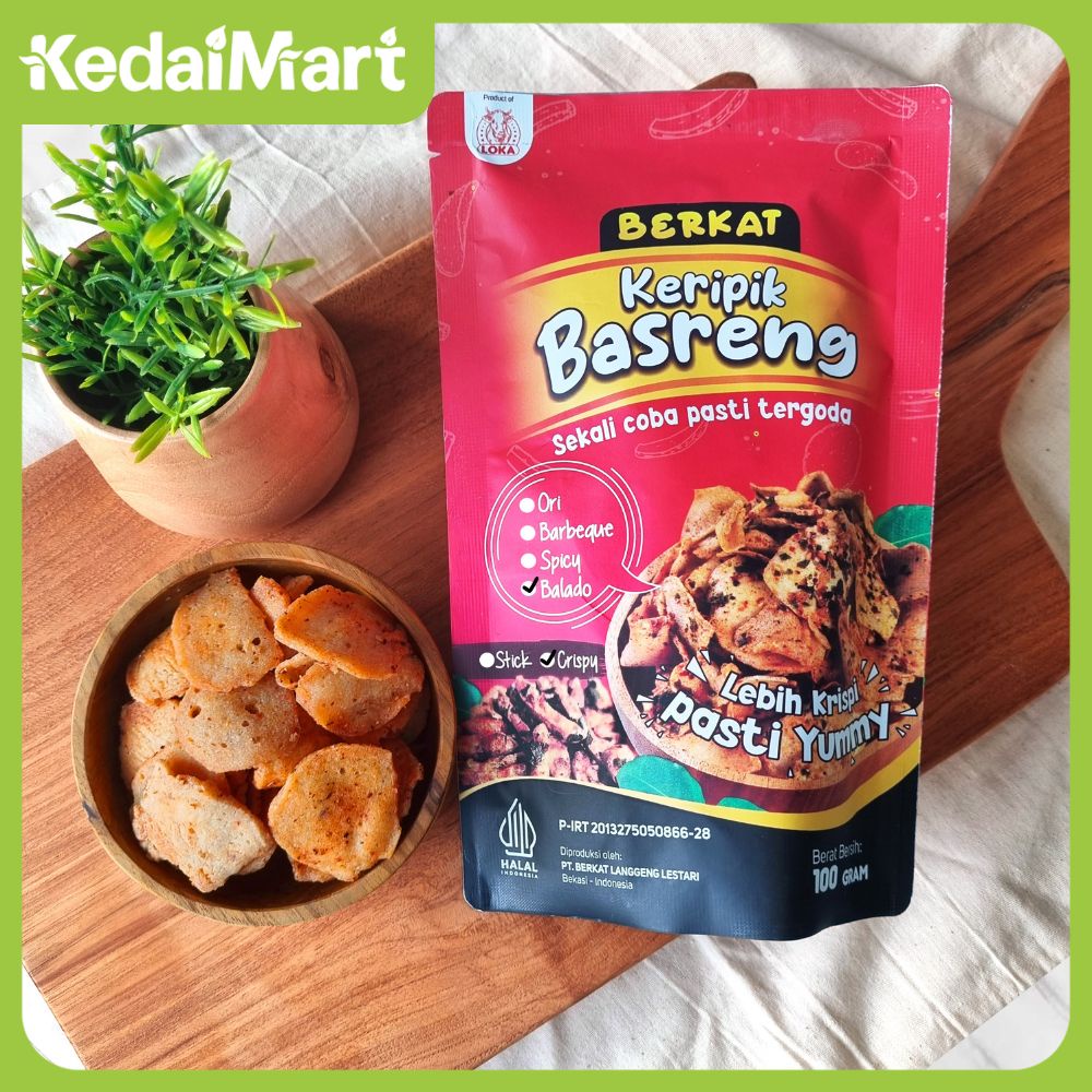 

Berkat Keripik Basreng Crispy Balado Pouch 100 Gram