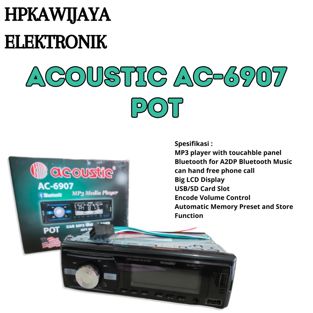 TAPE MP3 ACOUSTIC AC 6907 MP3/USB/SD CARD MEDIA PLAYER BLUETOOTH