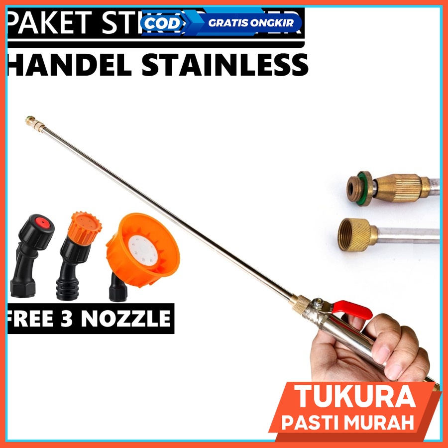 PAKET STIK SPRAYER ELEKTRIK HANDEL STAINLESS BONUS 3 NOZZLE SPRAYER