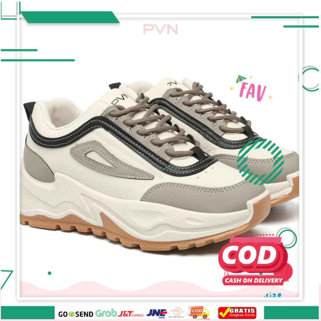 SEPATU ORI  / PVN Hyemi Sepatu Sneakers Wanita Putih Sport Shoes Cream 606