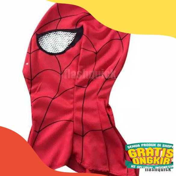Terbaru.. Topeng kostum cosplay spiderman mask kain superhero Anak dan Dewasa/ Black white