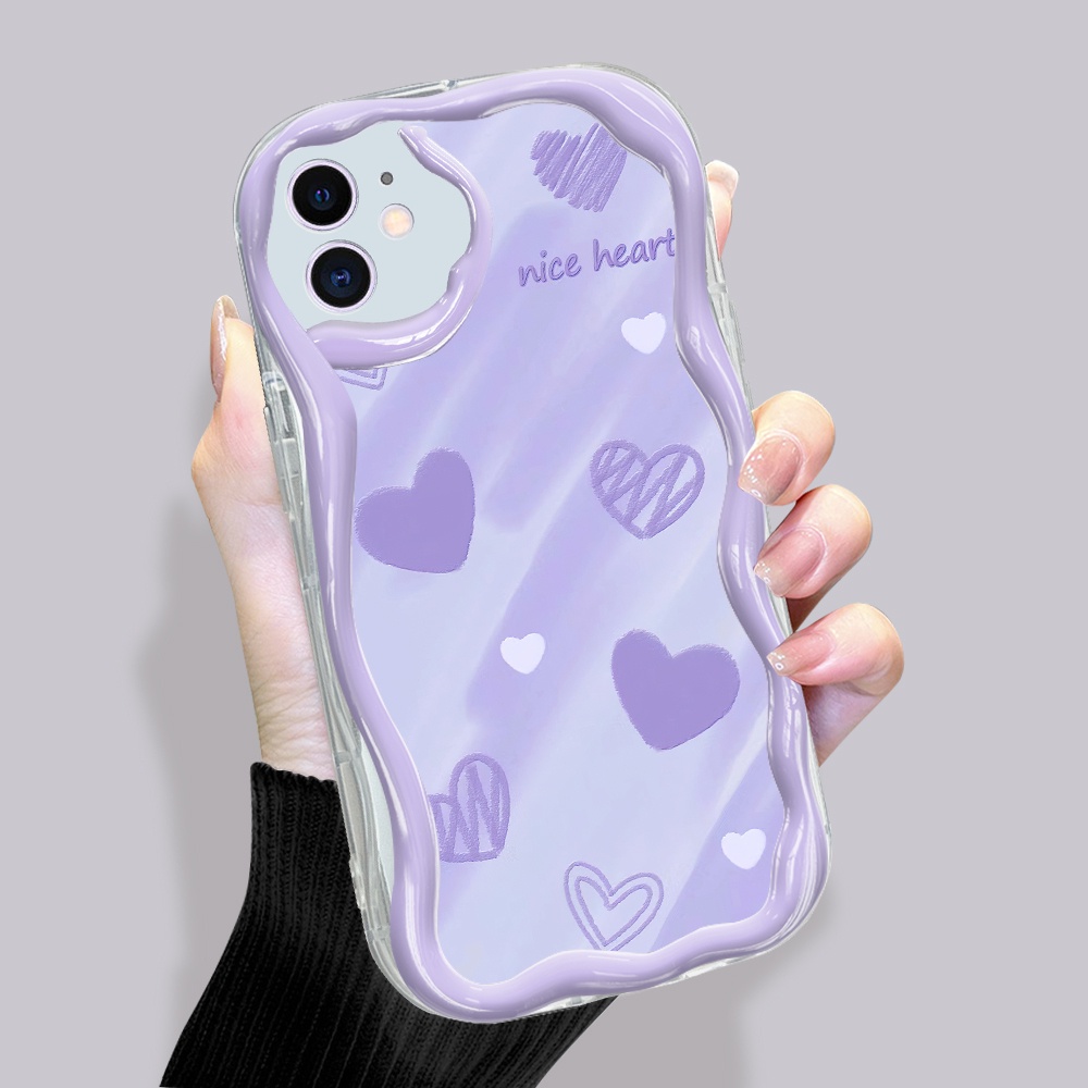 Casing Hp Untuk Compitable With iPhone 11 Softcase Line Love Cassing Handphone Cream Texture Wavy Ed