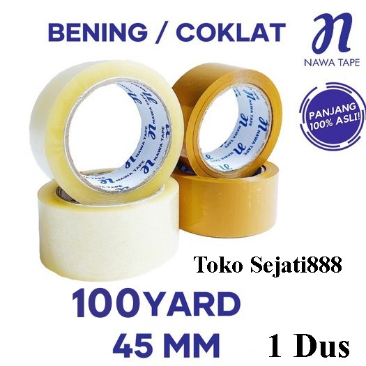 

Nawa Tape Lakban OPP 45mm x 100 Yard Kemasan 1 Dus