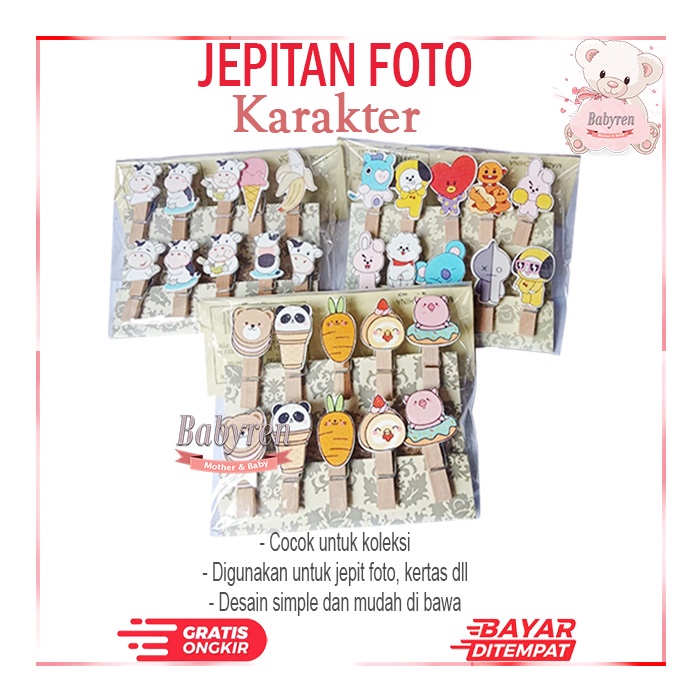 

Babyren Penjepit Foto Polaroid - Jepitan Kayu Kertas - Wooden Clip Karakter Lucu