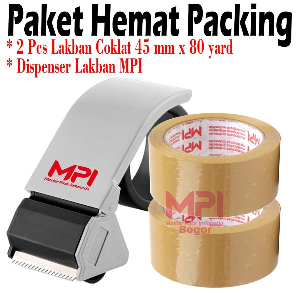 

Paket Hemat Packing - 2 PCS Lakban Coklat MPI 45 mm x 80 Yard + 1 Dispenser Lakban MPI - Master Pack Indonesia Bogor