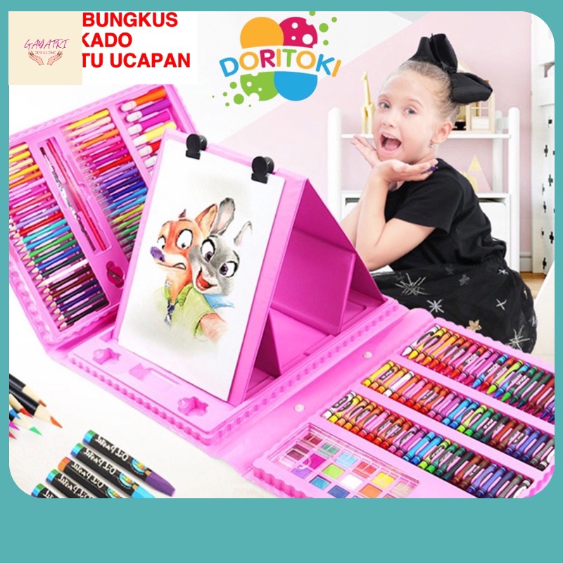 

Perlengkapan Bayi kekinian / Doritoki 208pcs Crayon Anak Pengasah Set Alat Menggambar Melukis Anak-anak Crayon Cat Air Pensil