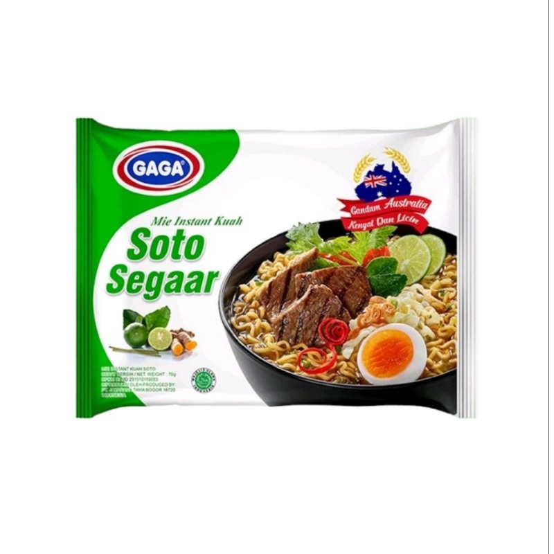 

Mi Gaga Mie Instant Kuah Soto Segaar 70 Gram bended 5 pcs