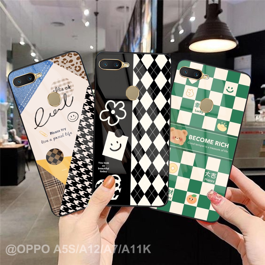 Softcase Glass Kaca [SF106] OPPO A5S/A12/A11K Terbaru Casing Handphone-Pelindung Handphone-Aksesoris
