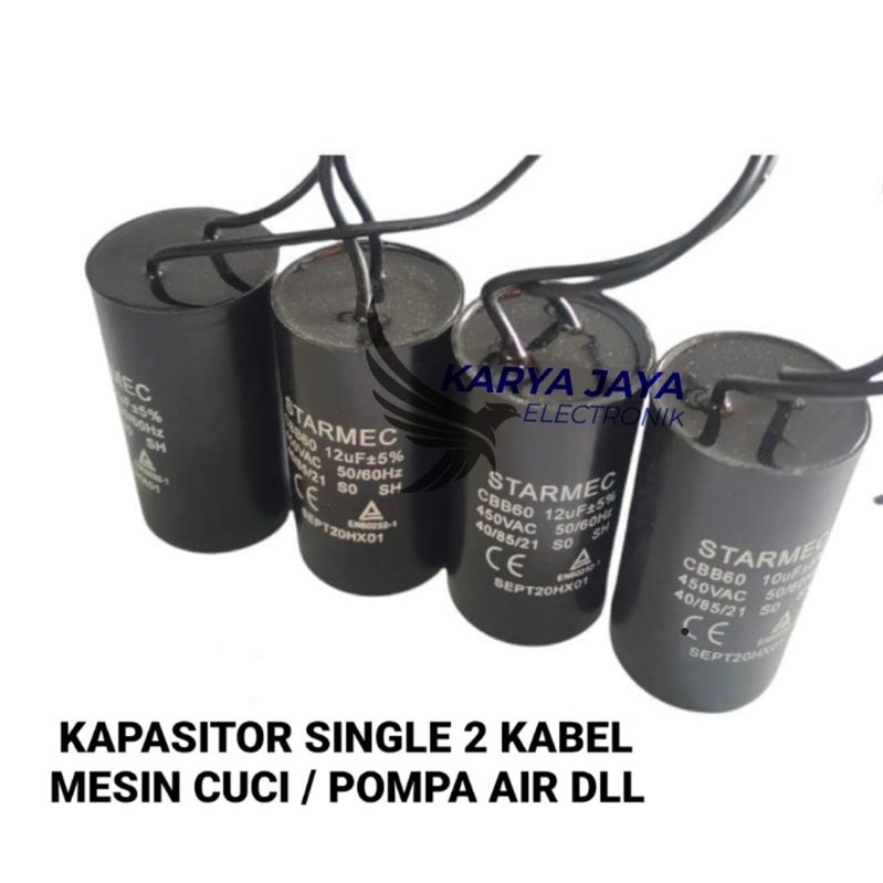 KAPASITOR MESIN CUCI NEW Kapasitor Mesin Cuci / Pompa Air 4uf /5uf /6uf /8uf /10uf /12uf 2 Kabel