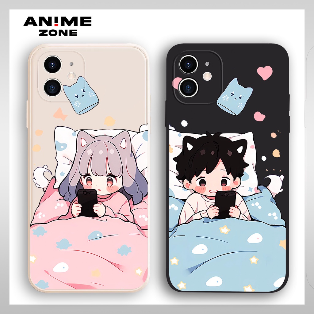 Softcase Oppo A16 A54 A3S A5S A15 A58 A78 A17 A57 A16K AZ343 Couple Girl Boy Sleep Cat Premium Silic