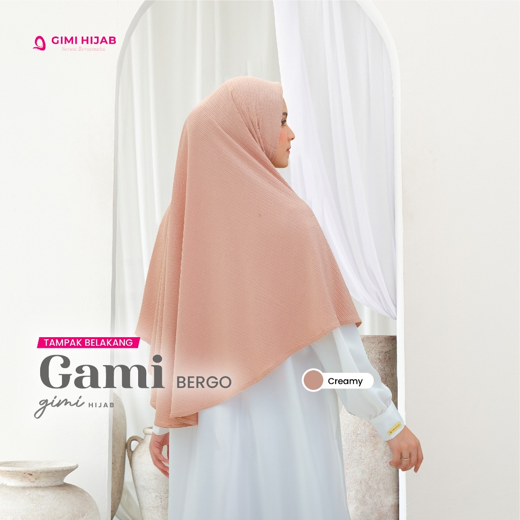 Gimi Hijab Gami Bergo Stone - Bergo Premium Wanita Muslim Muslimah Hijab Basic Polos Instant Terbaru Bahan Gretta Knitt Warna Stone Kerudung Instan Pet Tebal Elegan Cantik Mewah Syari Kualitas Butik Best Seller-4
