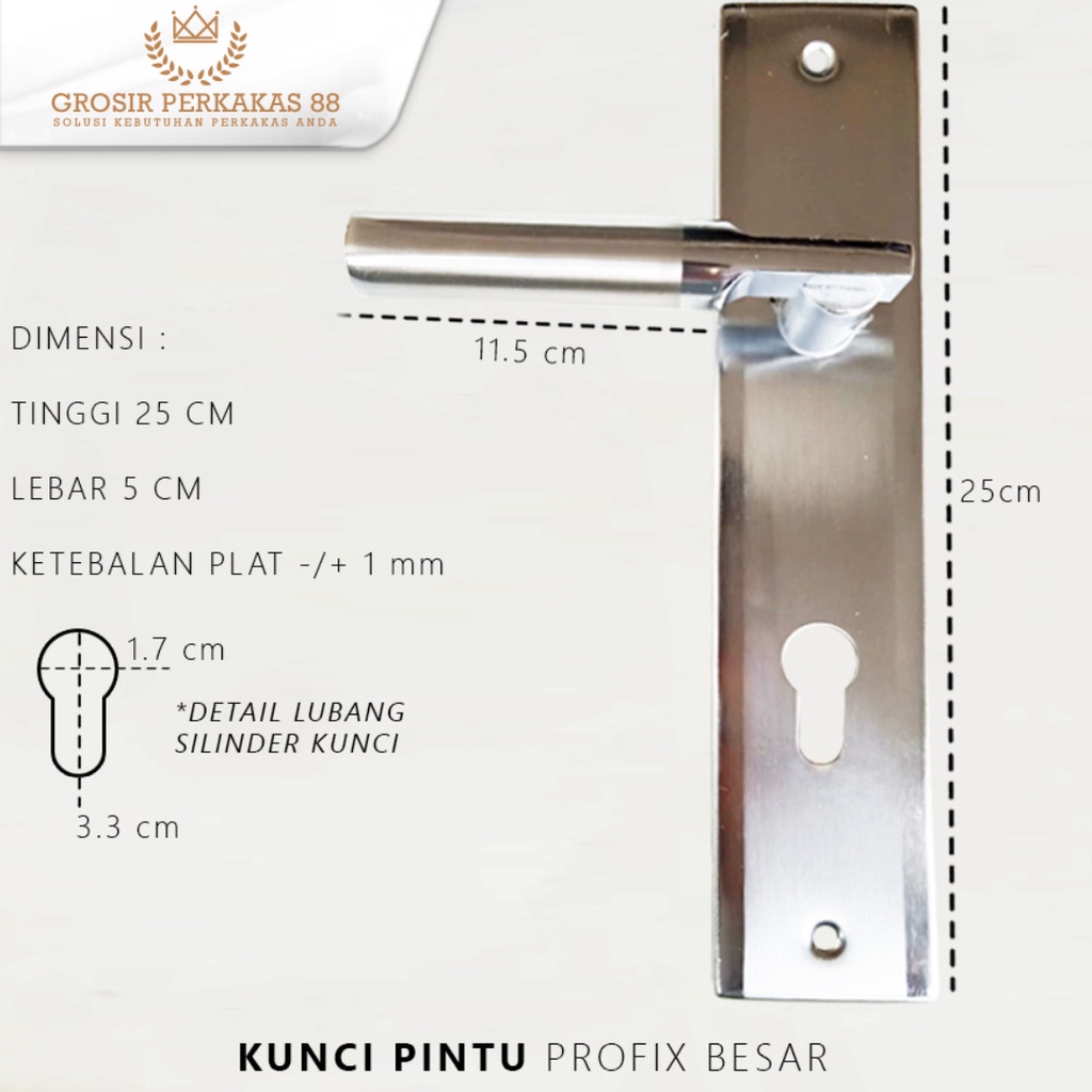 Handel Pintu Rumah Gagang Kunci Handle Kamar Selot Slot Besar Profix