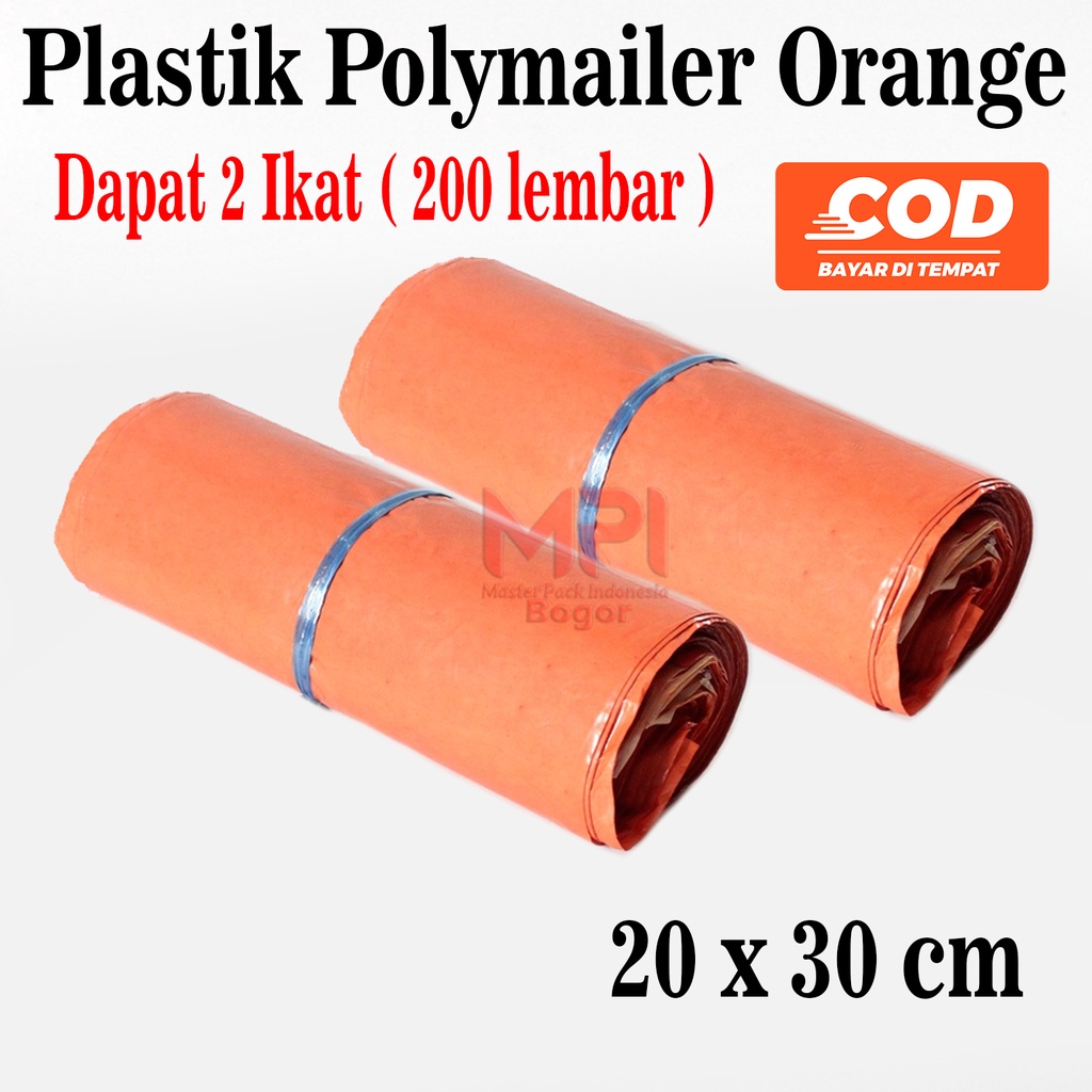 

2 IKAT [ 200 LEMBAR ] Plastik Polymailer Orange 20 x 30 cm - packaging Kantong Amplo - Master Pack Indonesia Bogor