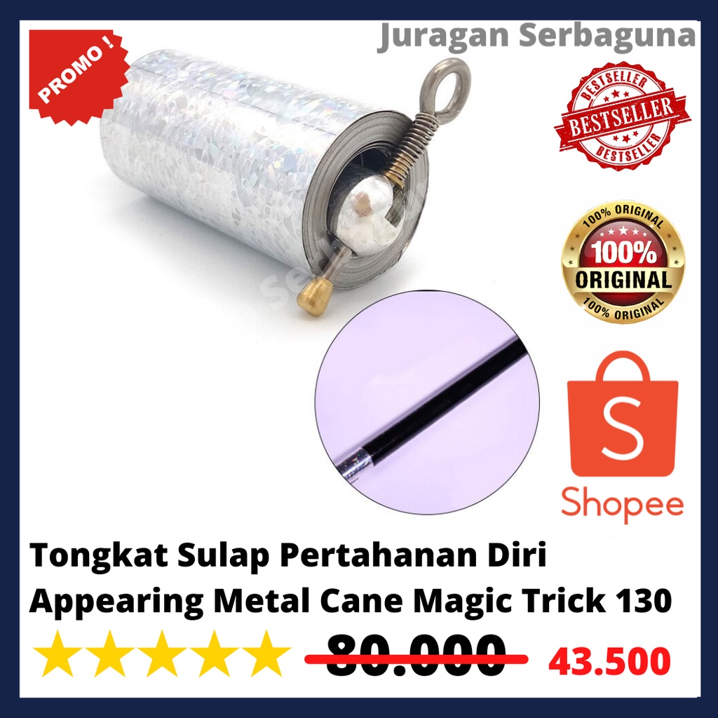 Tongkat Sulap Pertahanan Diri Appearing Metal Cane Magic Trick 130 cm