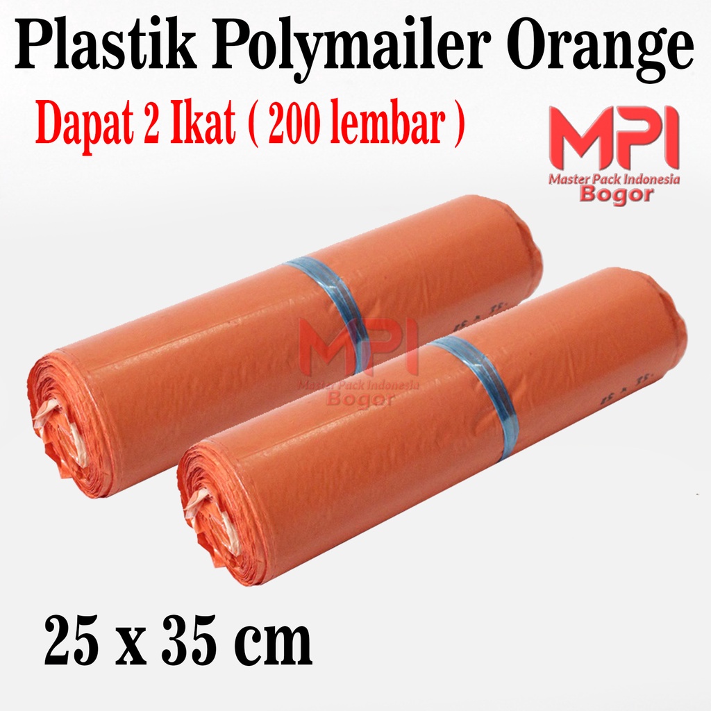 

2 IKAT [ 200 LEMBAR ] Plastik Polymailer Orange 25 x 35 cm - packaging Kantong Amplop - Master Pack Indonesia Bogor