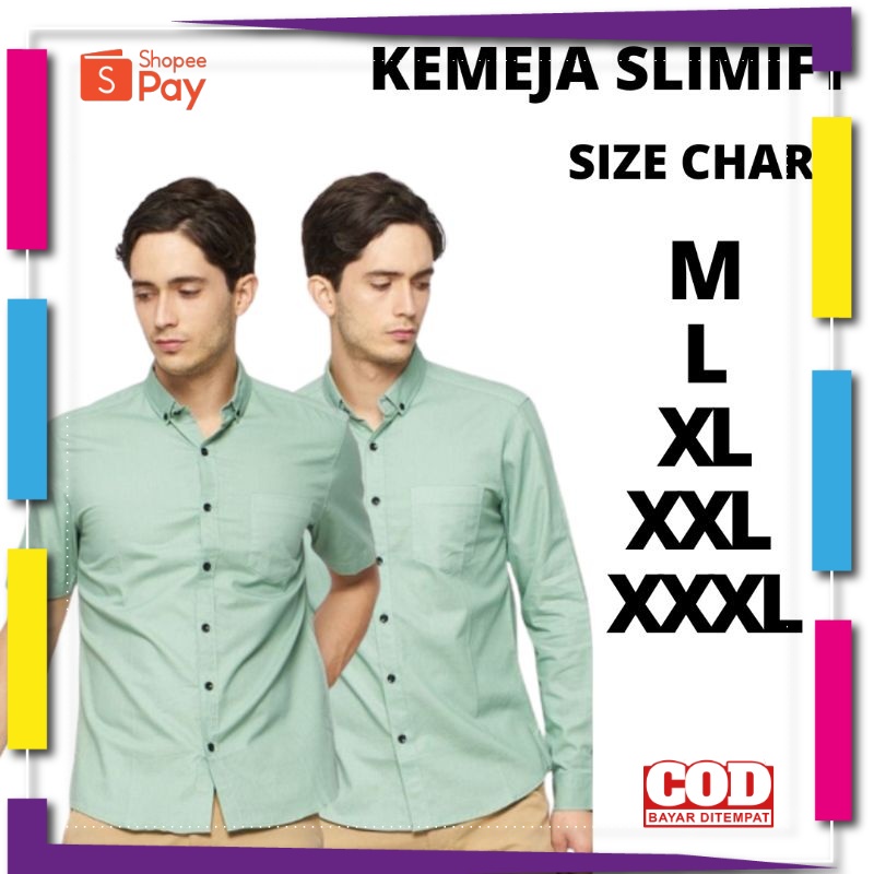 PREMIUM KOREAN STYLE / kemeja pria lengan panjang hijau sage hijau tosca hem lengan pendek hijau sag
