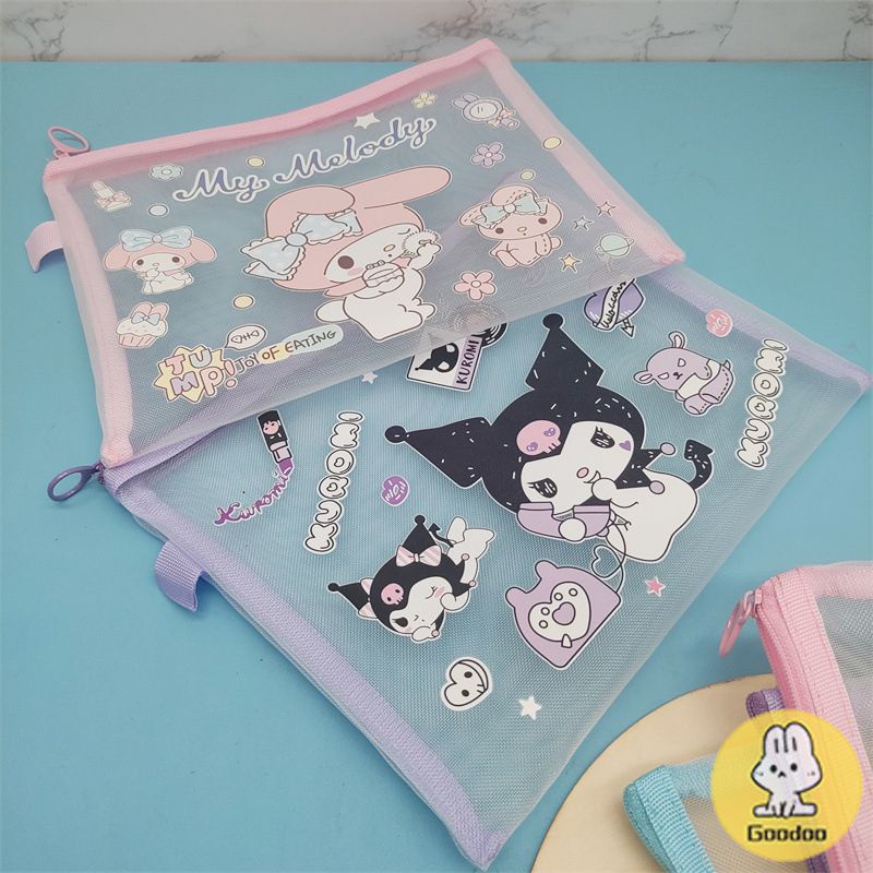 

Kartun Sanrio File Pouch Kantong Alat Tulis Nilon Ziplock Transparan Alat Tulis-GOO