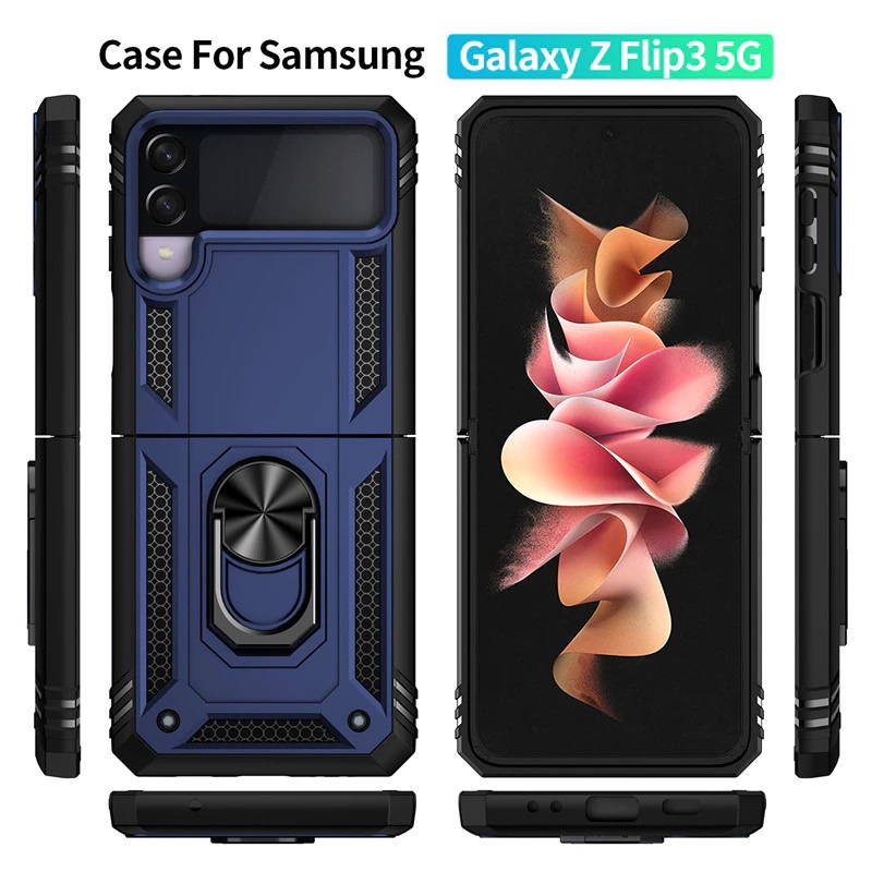 EllaStuff Bisa COD Case Samsung Galaxy Z Flip 3 5G ROBOT ARMOR RING Casing Hp Samsung Galaxy Z Flip 