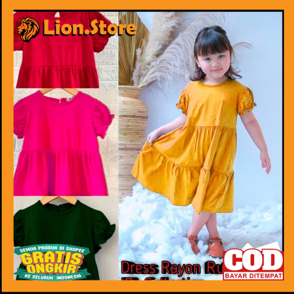 Baju bali Dress anak LENGAN KERUT rayon polos | daster anak | Baju anak// DRESS ANAK KEREN MODEL BAR