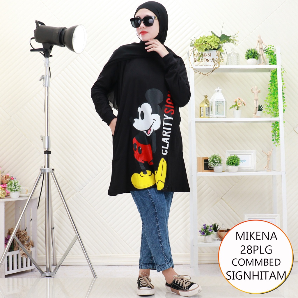 Tunik Kaos Viral Cotton Combed 20s Motif Sablon Mikena 8/3