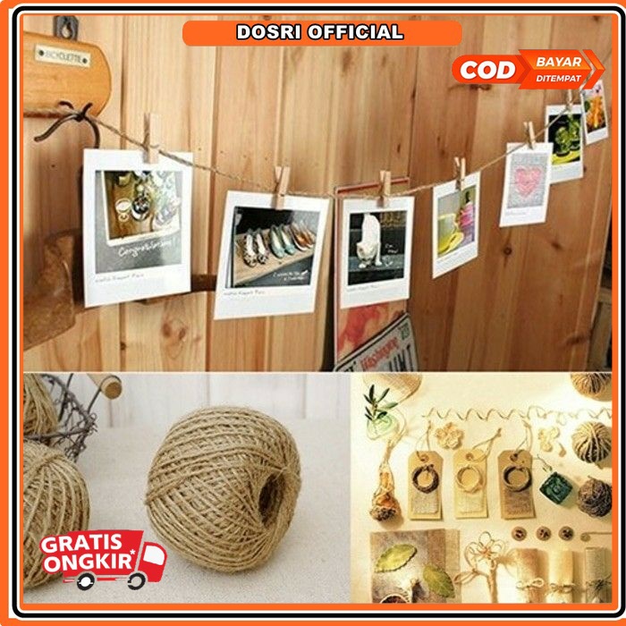 Tali Rami Tali Polaroid Tali Jepitan Wooden Clip Tali Gantungan Foto Hiasan Dinding