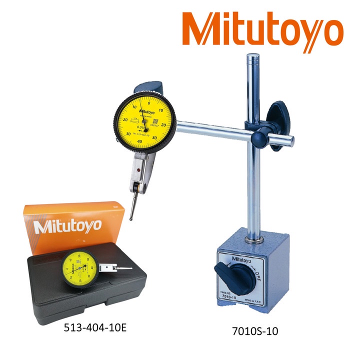 Paket Dial Indicator MITUTOYO 513 404-10E + Magnetic Base 7010S-10 Stand Gauge Indikator Set