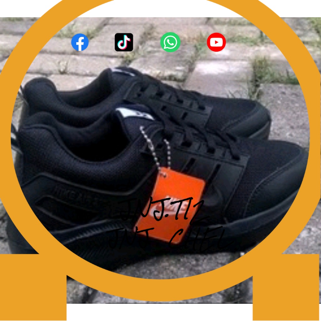 BIG SALE Promo Sepatu Sekolah Anak laki laki Sepatu Sneakers Hitam Polos Nike- Full Black Olahraga P